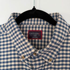 UNTUCKit Blue and Cream Gingham Button-Down Shirt - Large Tall
